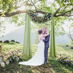 2 Panels Ceiling Drapes Wedding Arch Draping Fabric Sage Green Sheer Drapes 20Ft Long for Romantic Bridal Shower Decor Chiffon Wedding Arch Drapery Chiffon Fabric for Wedding Arch Decoration
