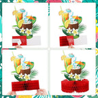 Waydress 9 Pcs Hawaiian Luau Party Decorations Margaritaville Tropical Centerpieces for Tables 6.9 x 8.5 Inches Hawaiian Honeycomb Centerpieces for Luau Summer Themed Tiki Party Supplies