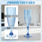 Plastic Champagne Flutes, 100PCS Blue Champagne Glasses Shatterproof Reusable Flute for Weddings Bachelor Parties Toasting and Events(100, Blue)