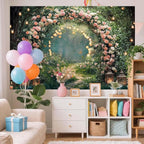 10x10ft Enchanted Forest Wedding Photography Backdrop Wonderland Roses Fairy Tale Backdrop Pink Flower Birthday Newborn Baby Shower Wedding Bridal Party Banner Photo Booth Props Anniversary Background