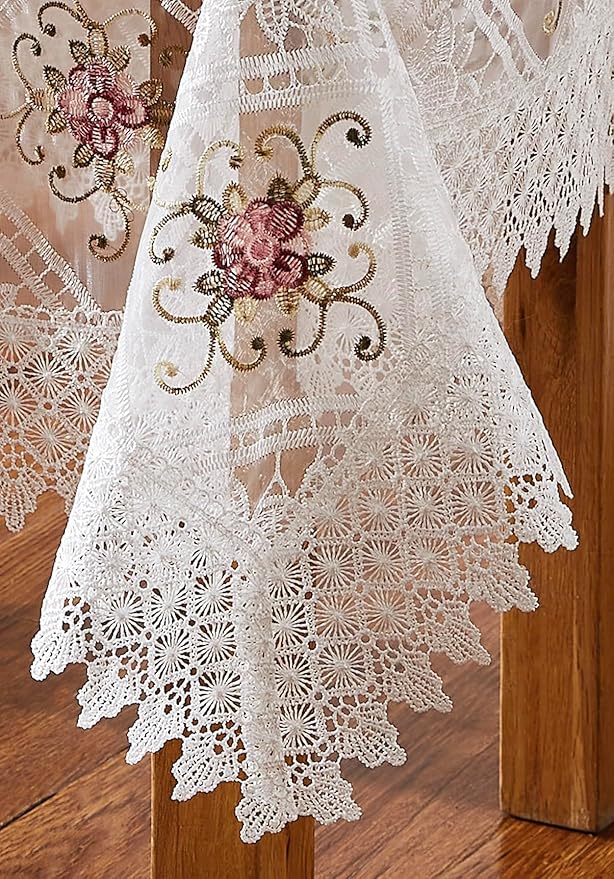 Warm Home Designs 60 Inch Round Tablecloth. Use Small White Tablecloth as Crochet Tablecloth, Coffee Table Cloth, Dresser Cover Top, Table Topper. Rustic Tablecloth for Vintage Kitchen. VTC White 60"