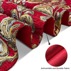 Exquisite Red Table Runner Large 108 inch Tassels Dazzling Vintage European Floral Chenille Fabric
