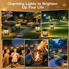 Solar Lights Outdoor Hanging Lantern, Solar Lanterns Waterproof for Patio Decor with Clip, Retro High Brightness Solar Powered Hanging Lamp for Garden, Path, Walkway, Porch, Pack 2