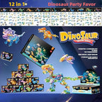 Crystal Dinosaur Party Favors for Kids,12 in 1 Mini Dinosaur Building Blocks Toy Animals Building Sets,Dino Party Goodie Bags Fillers,Classroom Prizes Christmas Birthday Gift for Student,Kid Age 6-12