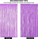 4 Pack Wavy Purple Metallic Tinsel Foil Fringe Curtains - 3.3x6.6 Feet Party Streamer Halloween Decor Foil Curtain Backdrop Holiday Celebration Party Decorations