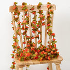 KHOYIME 5 Pack 40 FT Artificial Fall Flower Garland, Fake Orange Roses Vines Silk Flowers Faux Plastic Outdoor Hanging Floral Garland Autumn Decoration for Indoor Table Home Wall Backdrop Room Decor