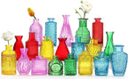 Color Bud Vases in Bulk -Glass Colorful Bud Vase Set Small Flower Glass for Centerpieces,Mini Vintage Style for Rustic Wedding Decorations, Holiday Party Table Flower Decor (20 Colors)
