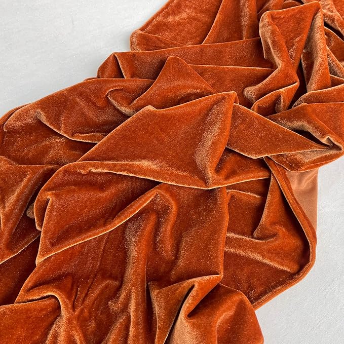 Luxurious Velvet Table Runner, 10ft Wedding Reception Decorations, 20x120inch Soft Velvet Fabric, Table Linen Overlay, Wedding Table Runners (Terracotta, 20X120inch)