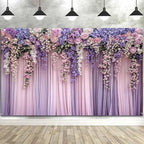 6x6ft Purple Flower Wedding Photography Backdrop Lavender Floral Wedding Bridal Photography Backdrop Anniversary Birthday Baby Shower Girl Party Banner Photo Booth Props Background Wall Decor