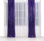 Poise3EHome 2ft x 8ft Purple Sequin Photography Backdrop Curtain 2 Panels for Party Decoration, Purple