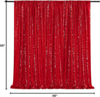 8ft x 8ft Red Sequin Backdrop Party Backdrop Curtain for Wedding Birthday Event Ceremony Wall Decorations