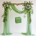 Wedding Arch Draping Fabric 6 Panels 28.7" x 20FT Sage Green Sheer Chiffon Backdrop Drapes for Wedding Ceremony Birthday Party Bridal Shower Outdoor Decoration