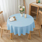Biscaynebay Textured Fabric Round Tablecloths 60" for Round Tables diameters from 28" to 48", Light Blue Water Resistant Folding Table Covers Washable for Dining, Kitchen, Wedding, Parties etc