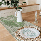 Snycler Table Runner Boho Table Runners Vintage Elegant Farmhouse Table Center Linen Decor for Home Dining Party Entrance (13x48 Inch) Light Green