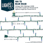 Joiedomi Blue Christmas String Lights,200(2x100) 44.6FT Christmas Fairy Tree Lights Plug in for Indoor Outdoor Xmas Decorations Patio Holiday Theme Party Yard House,Green Wire
