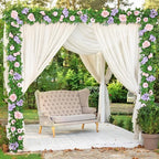 Dremisland 2PCS Artificial Rose Vine Fake Flower Garland 6FT Faux Silk Rose Hanging Vine Floral Garland Daisies Hydrangeas Ivy Vines for Wedding Party Wall Arch Garden Background Decor