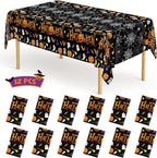 QZYL 12 Pack Halloween Plastic Tablecloth, 54" x 108" Pumpkin Decorations, Spider Webs Pumpkin Design Disposable Table Cloth Tablecover, Halloween Party Decor Dinnerware Indoor