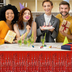 6 Pack 29x108 Inch Red Wave Foil Fringe Table Skirts Metallic Banner for Tinsel Streamer Garland Backdrop for Parade Floats Wedding, Mother's Day, Birthday Mardi Gras Party Decorations