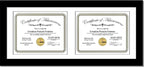 Creative Picture Frames 10X24Bk-W Black Horizontal Double Diploma Frame With 2 Opening White Mat, Holds 2-8.5X11-Inch Documents With Wall Hanger