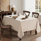 MIULEE Ivory Linen Tablecloth 52x70 Inch Rectangle Table Cloth Waterproof,Stain Resistant & Wrinkle Resistant for Dining Party Wedding