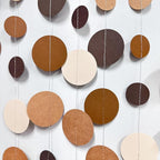 Ombre Brown Party Decorations Polka Dots Garlands Cream Tan Brown Boho Hanging Paper Circle Dots Streamer for Neutral Rustic Cowboy Western Teddy Bear Birthday Baby Shower Wedding Woodland Party Decor
