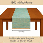 Chardin home Natural Jute Table Runner 13x72 Inch – Vintage Boho Rustic Table Decor – Handwoven Table Runner in Natural Jute and Aqua Turquoise – Farmhouse Dining or Console Table Accent