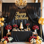 Black Glitter Backdrop Curtain for Parties Wedding,10Ft x 10Ft Satin Shimmer Photo Backdrop,Non-Wrinkle Sparkle Drapes for Backdrop,Back Drop for Photography, Birthdays,Weddings,Prom