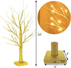 Sunnyglade 2PCS 2Ft 24 LED Birch Tree Light Fairy Tree Bonsai Tree Light Warm White for Home Wedding Festival Party Christmas Decoration (Golden)