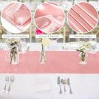 Aneco 12 Pack Satin Table Runner 12 x 108 Inch Rose Gold Long Wedding Satin Silk Table Runner for Wedding Banquet Graduations Birthday Party Decoration
