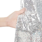 Poise3EHome 8Ft x 10Ft Silver Sequin Backdrop, Glitter Thick Satin Sequin Background Drapes, Sequence Xmas Thanksgiving Backdrop for Wedding Party Holiday Festival Decor