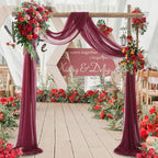 gogoparti Wedding Arch Draping Fabric Burgundy Arch Drapes Sheer Backdrop Curtain for Ceremony Parties Photo Booths Weddings Decor 19Ft Length x 28" Width 1 Panel