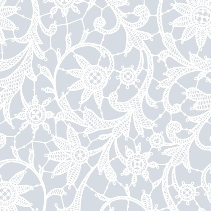 Exquisite Lace Table Cloth Round Table Plastic 12-Pack Lace Tablecloth Round 84" | White Floral Tablecloth Disposable | Wild Flower Party Decorations & Party Supplies
