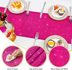 SquarePie Disco Table Runner 6 Pack - Hot Pink Mirror Sequin Glitter Foil Runner for Disco Party Decor Retro 70s 80s Theme, Bachelorette Birthday Dance Decoration 12x108 Inch