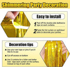 6 Pack Gold Foil Fringe Curtain Backdrop, 3.28Ft x 8.2Ft Metallic Tinsel Foil Fringe Streamer Curtains for Photo Booth, Birthday, Wedding, New Year Party Decorations