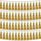 4P Gold Foil Fringe Metallic Tassel Streamers Banner Tassel Garland for Parade Floats, Bachelorette, Wedding, Birthday, Halloween, Christmas, Bridal/Baby Shower Party Decorations