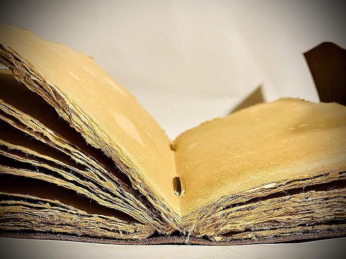 cuero 3 Moon Blue Lapiz Embossed Vintage Leather Journal | 240 Pages of Antique Handmade Deckle Edge Vintage Paper, Leather Sketchbook, Drawing Journal, Great Gift (6 inch by 8 inch, brown)