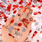 VHUWE Happy Birthday Confetti, 1.6 oz Red Silver Cake Balloon Star Goblet Bottle Glitter Confetti for Boys Girls Kids Women Men Happy Birthday Party Table Decorations Supplies
