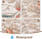 MYSKY HOME Linen Floral Tablecloth Rectangle 60x84 Inch Rustic Tablecloth Spring Summer Waterproof Fabric Table Cover Farmhouse Decoration Oblong for Kitchen, Dining and Outdoor Picnic, Brown