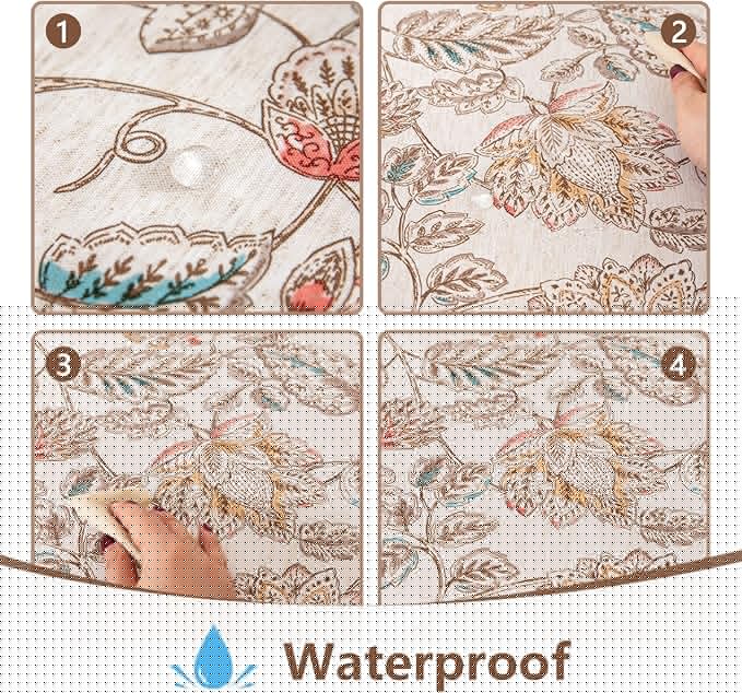 Mysky Home Waterproof Tablecloth Rectangle 60x102 Inch Rustic Burlap Tablecloth Spring Floral Linen Table Cover Farmhouse Decoration Rectangle/Oblong for Holiday, Dinner, Indoor and Outdoor Use, Brown