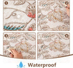 Mysky Home Waterproof Tablecloth Rectangle 60x102 Inch Rustic Burlap Tablecloth Spring Floral Linen Table Cover Farmhouse Decoration Rectangle/Oblong for Holiday, Dinner, Indoor and Outdoor Use, Brown