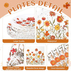 452 Pcs Fall Floral Party Supplies Orange Wildflower Tableware Set, Fall Floral Paper Plates Napkins Cups Tablecloth Cutlery Straw for Thanksgiving Autumn Harvest Wedding Birthday Decoration