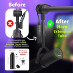 IXTECH Boom Arm Mic Stand with Extension Tube Upgraded Microphone Arm for Shure SM7B MV7 Blue Yeti Sturdy Stainless Steel Mic Arm Desk Stand Foldable Scissor Arm Microphone Mount for Podcast Gaming