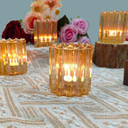 GOLDEAL 6Pcs Gold Glass Votive Candle Holders Tealight Holders Decorative, Tea Candle Holders Bulk,Candlestick for Wedding, Party,Dinner, Home Table Decor.