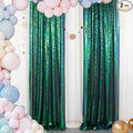 ShinyBeauty Sequin Curtains 2 Panels 2FTx8FT Iridescent Green Photo Booth Backdrop Prom Backgrounds Baby Shower Backdrop Wedding Ceremony Birthday Party Decorations