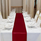 Aneco 16 Pack Satin Table Runner 12 x 108 Inch Burgundy Long Wedding Satin Silk Table Runner for Wedding Banquet Graduations Birthday Party Decoration