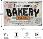 Custom Bakery Metal Sign Personalized Baked Goods Bakers Signs Decor Fresh Bread Daily Rustic Pies Cakes Decor Homemade Plaque Tin Wall Art Gifts
