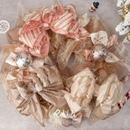 Ribbli 2 Rolls Rose Gold Mesh Ribbon,10 inch x 30 feet(10Yard) Each Roll,Metallic Rose Gold with Wide Foil,Valentine's Day Ribbon for Wreath Swags and Decorating
