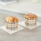 Panificio 10 Ounce Cupcake Wrappers, 200 Scalloped Baking Cups - Oven-Ready, Greaseproof, Plaid Paper Cupcake Liners, Disposable, For Birthdays, Baby Showers, Or Weddings - Restaurantware