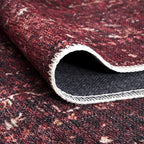 Bloom Rugs Washable Non-Slip 10 ft Runner - Dark Red Traditional Bordered Runner for Entryway, Hallway, Bathroom, and Kitchen - Exact Size: 2.5' x 10'