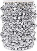 [66 Feet] Silver Pearl Beads Garland, 8MM 22 Yards Silver Faux Pearl Beads String Roll Bulk for DIY Craft Christmas Tree Wedding Party Decoration